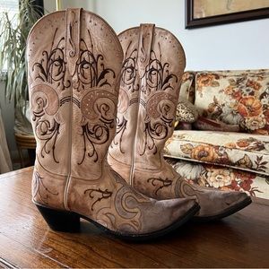 Sterling River Leather Cowboy Boots Beautiful Distressed Look 9M